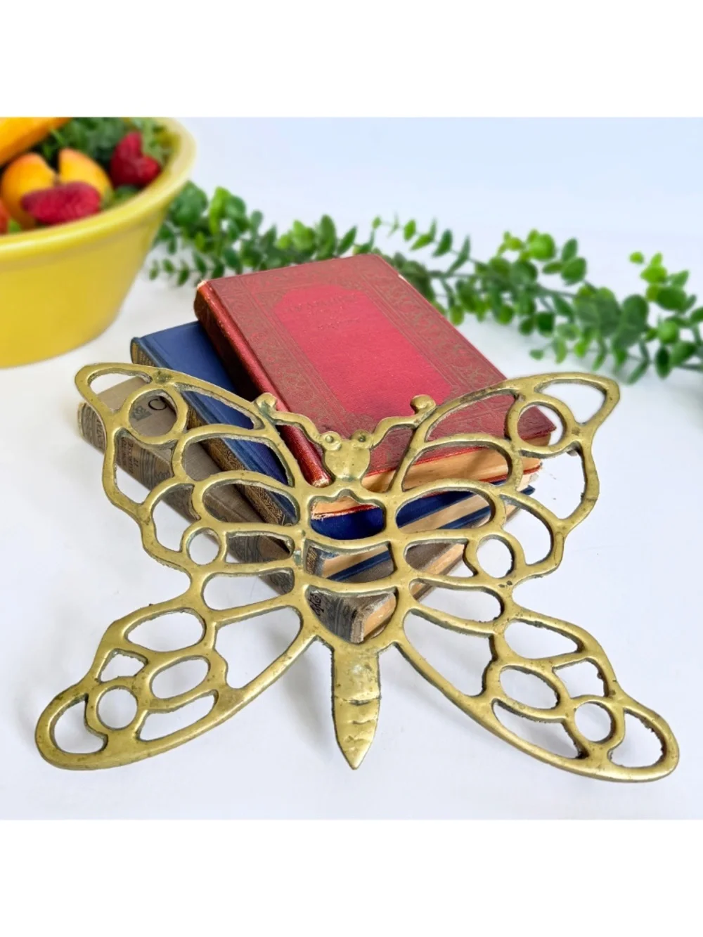 Vintage Mid-Century Modern Boho Brass Butterfly Trivet Retro Chic Wall Decor